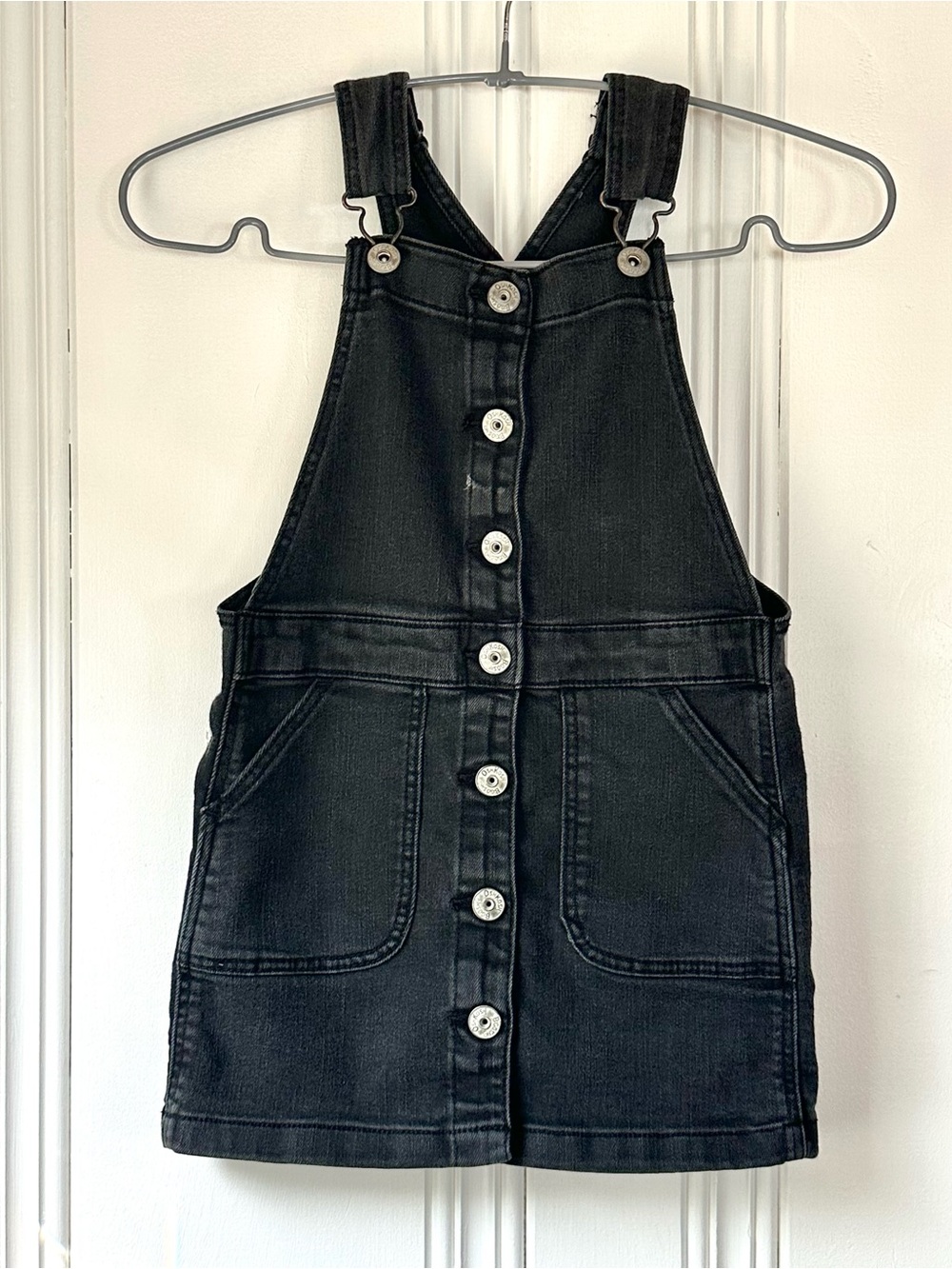 OshKosh B'gosh Black Denim Pinafore Dress with Front Buttons - Kids 5